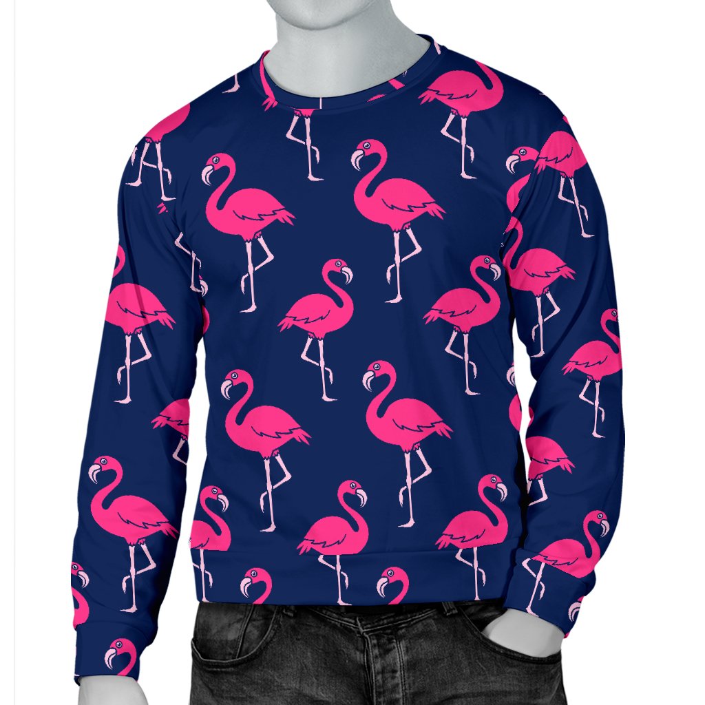 Pink Flamingo Pattern Men Crewneck Sweatshirt