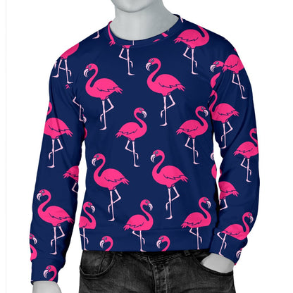 Pink Flamingo Pattern Men Crewneck Sweatshirt