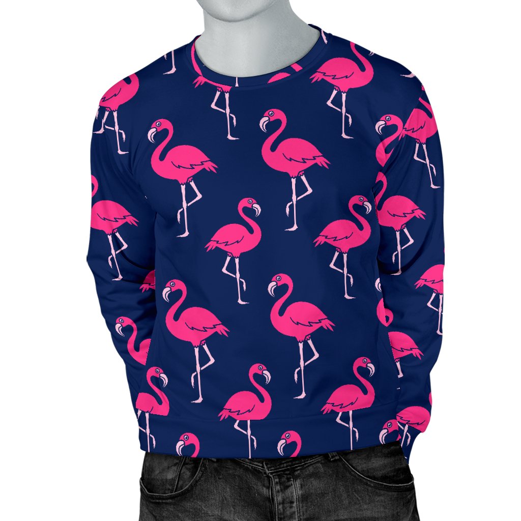 Pink Flamingo Pattern Men Crewneck Sweatshirt