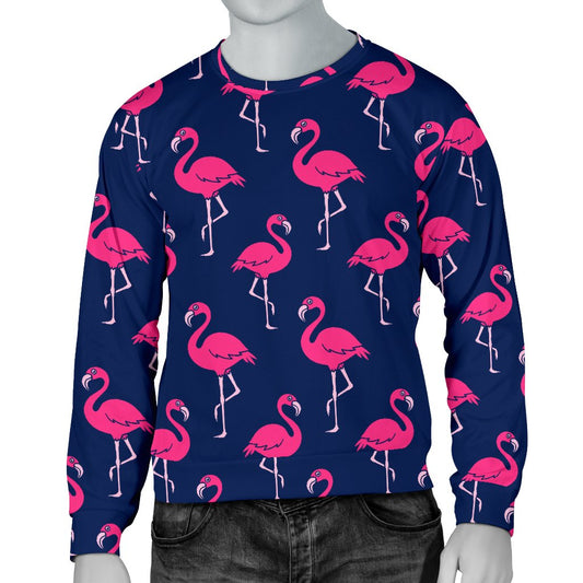 Pink Flamingo Pattern Men Crewneck Sweatshirt