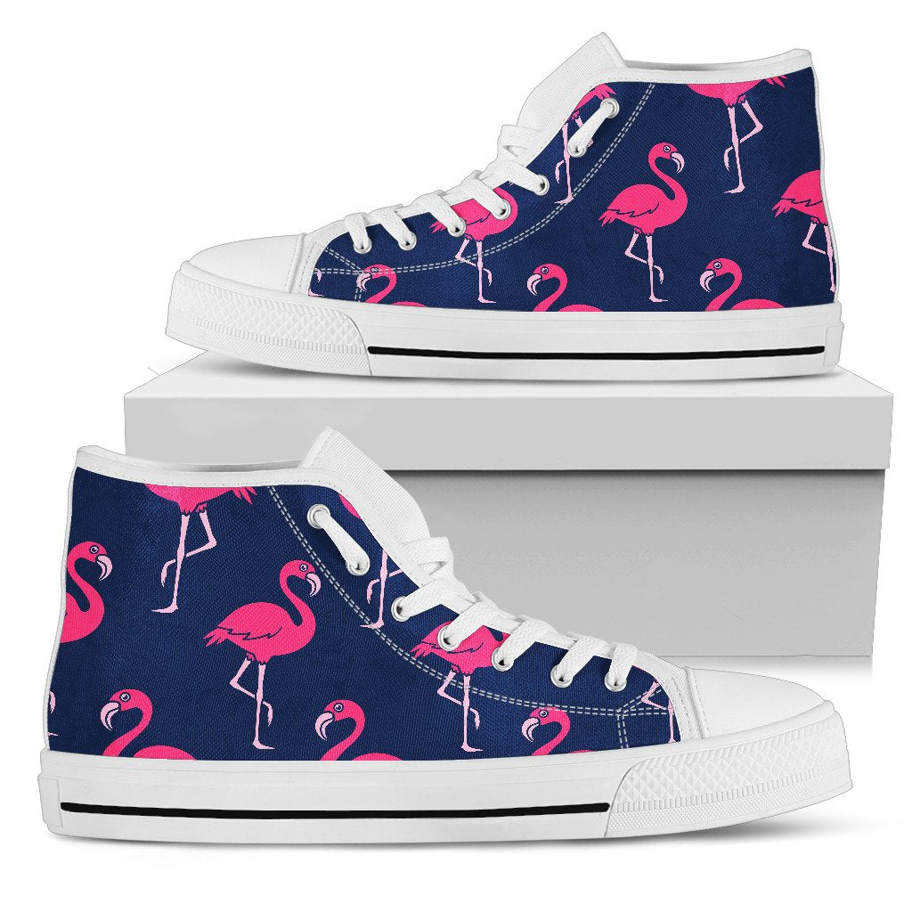 Pink Flamingo Pattern Men High Top Shoes