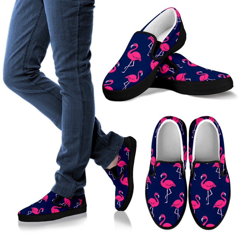 Pink Flamingo Pattern Men Slip On Shoes