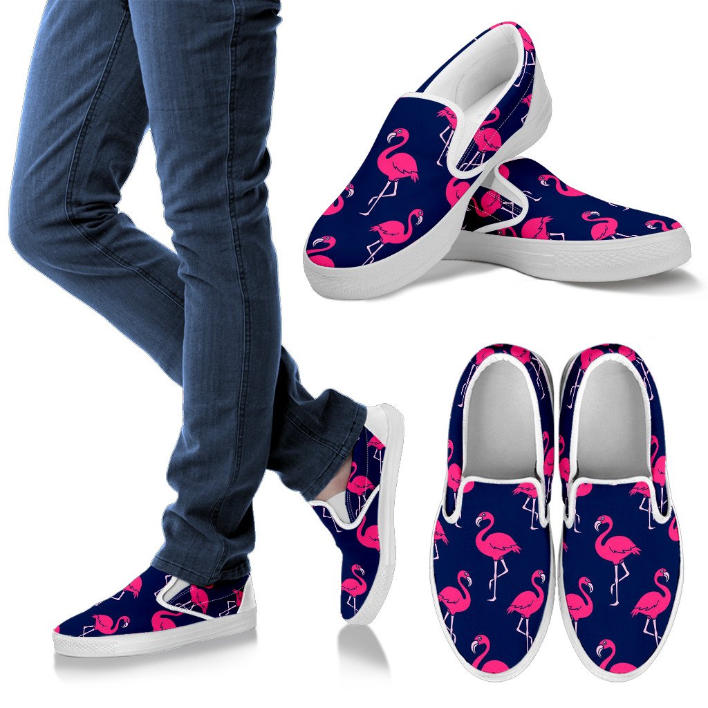 Pink Flamingo Pattern Men Slip On Shoes