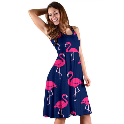 Pink Flamingo Pattern Sleeveless Mini Dress