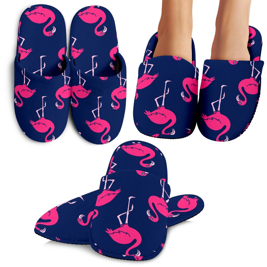 Tropical Flamingo Palm Leaves Hawaiian Pattern Print Premium Home Slippers