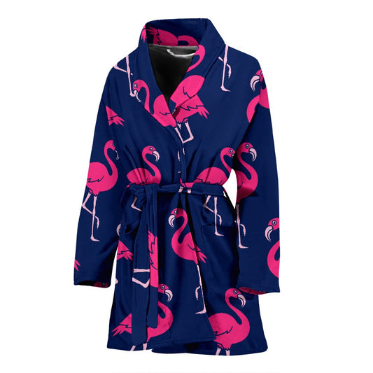 Pink Flamingo Pattern Women Bath Robe