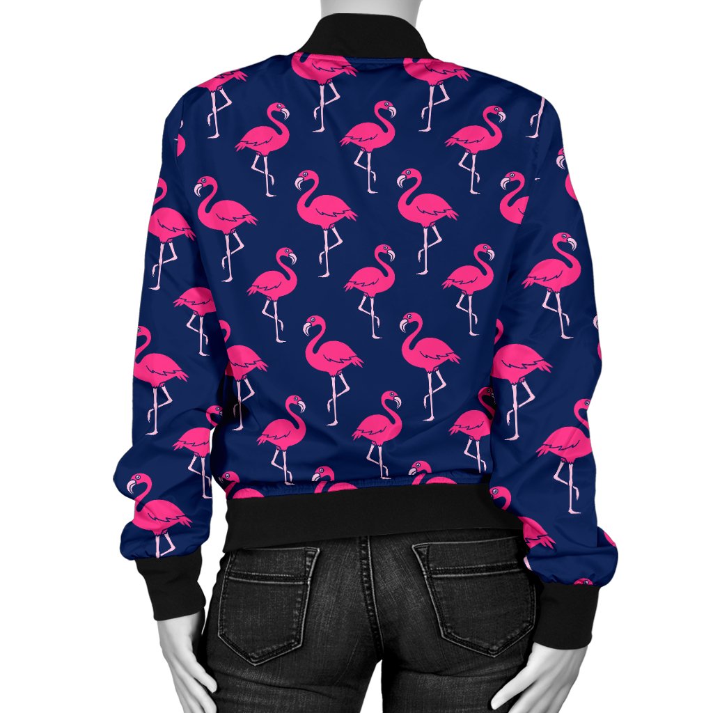 Pink Flamingo Pattern Women Casual Bomber Jacket