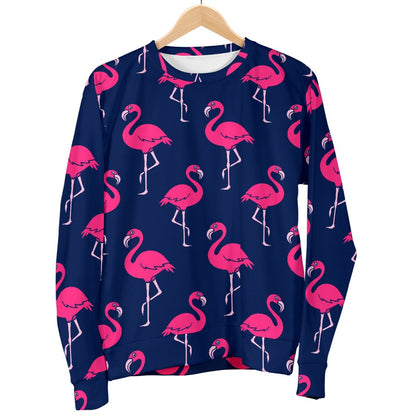 Pink Flamingo Pattern Women Crewneck Sweatshirt