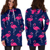 Pink Flamingo Pattern Women Hoodie Dress