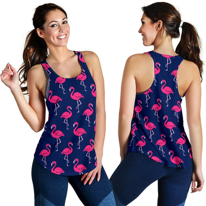 Pink Flamingo Pattern Women Racerback Tank Top