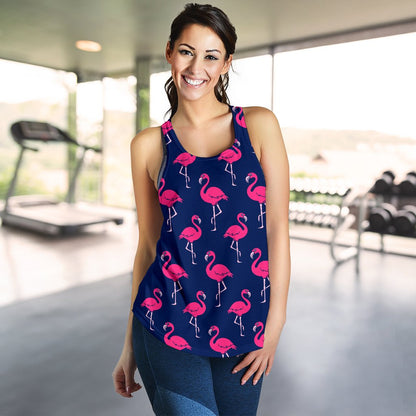 Pink Flamingo Pattern Women Racerback Tank Top