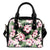 Pink hibiscus camouflage Leather Shoulder Handbag