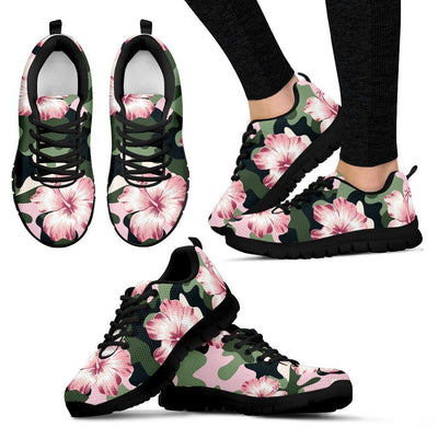 Pink hibiscus camouflage Women Sneakers