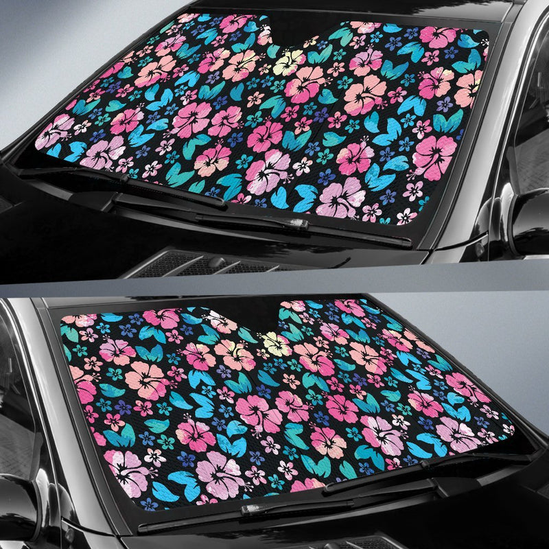 Pink Hibiscus Hawaiian Flower Car Sun Shade-JorJune