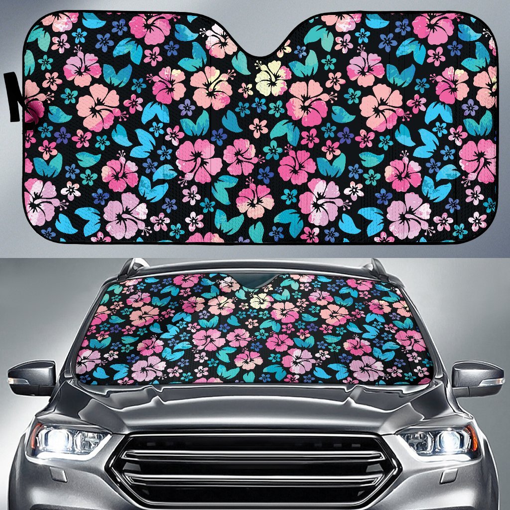 Pink Hibiscus Hawaiian Flower Car Sun Shade-JorJune