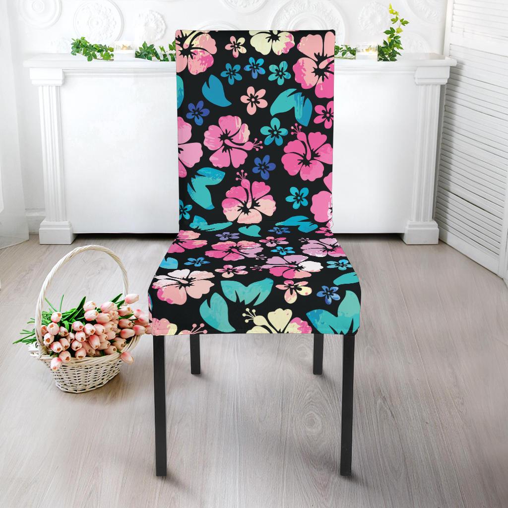 Pink Hibiscus Hawaiian Flower Dining Chair Slipcover-JORJUNE.COM