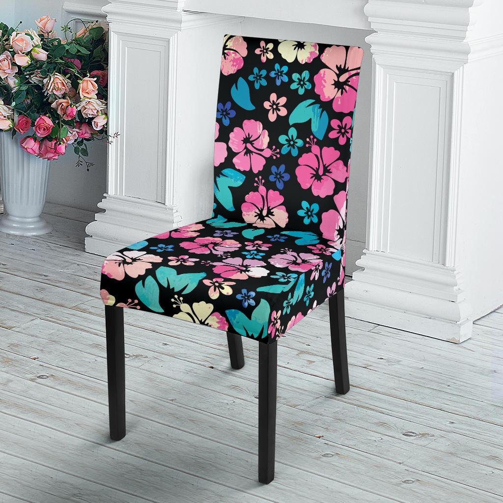 Pink Hibiscus Hawaiian Flower Dining Chair Slipcover-JORJUNE.COM