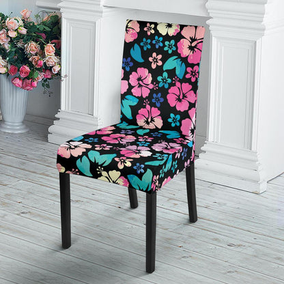 Pink Hibiscus Hawaiian Flower Dining Chair Slipcover-JORJUNE.COM