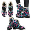 Pink Hibiscus Hawaiian Flower Faux Fur Leather Boots