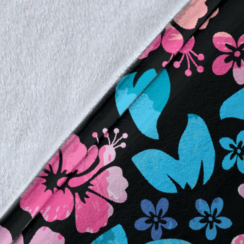 Pink Hibiscus Hawaiian Flower Fleece Blanket