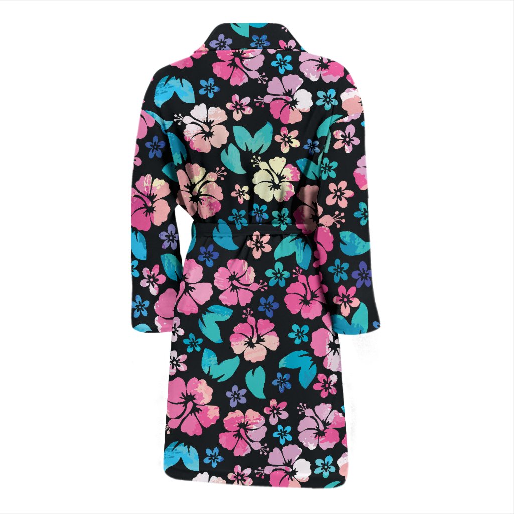 Pink Hibiscus Hawaiian Flower Men Bath Robe