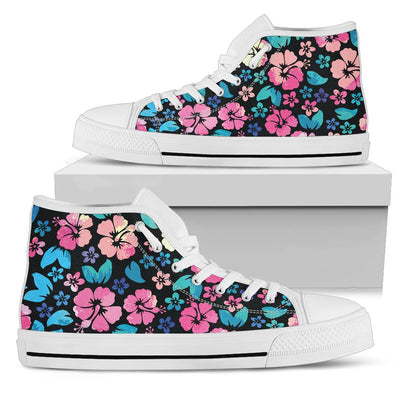 Pink Hibiscus Hawaiian Flower Men High Top Shoes