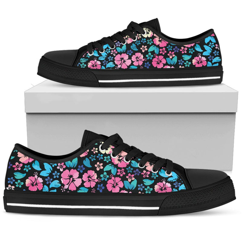 Pink Hibiscus Hawaiian Flower Men Low Top Shoes