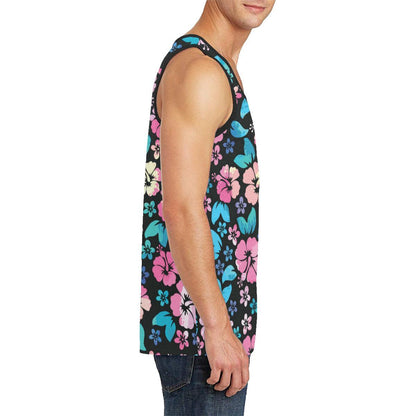 Pink Hibiscus Hawaiian Flower Men Tank Top