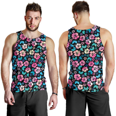 Pink Hibiscus Hawaiian Flower Men Tank Top