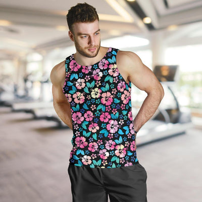 Pink Hibiscus Hawaiian Flower Men Tank Top