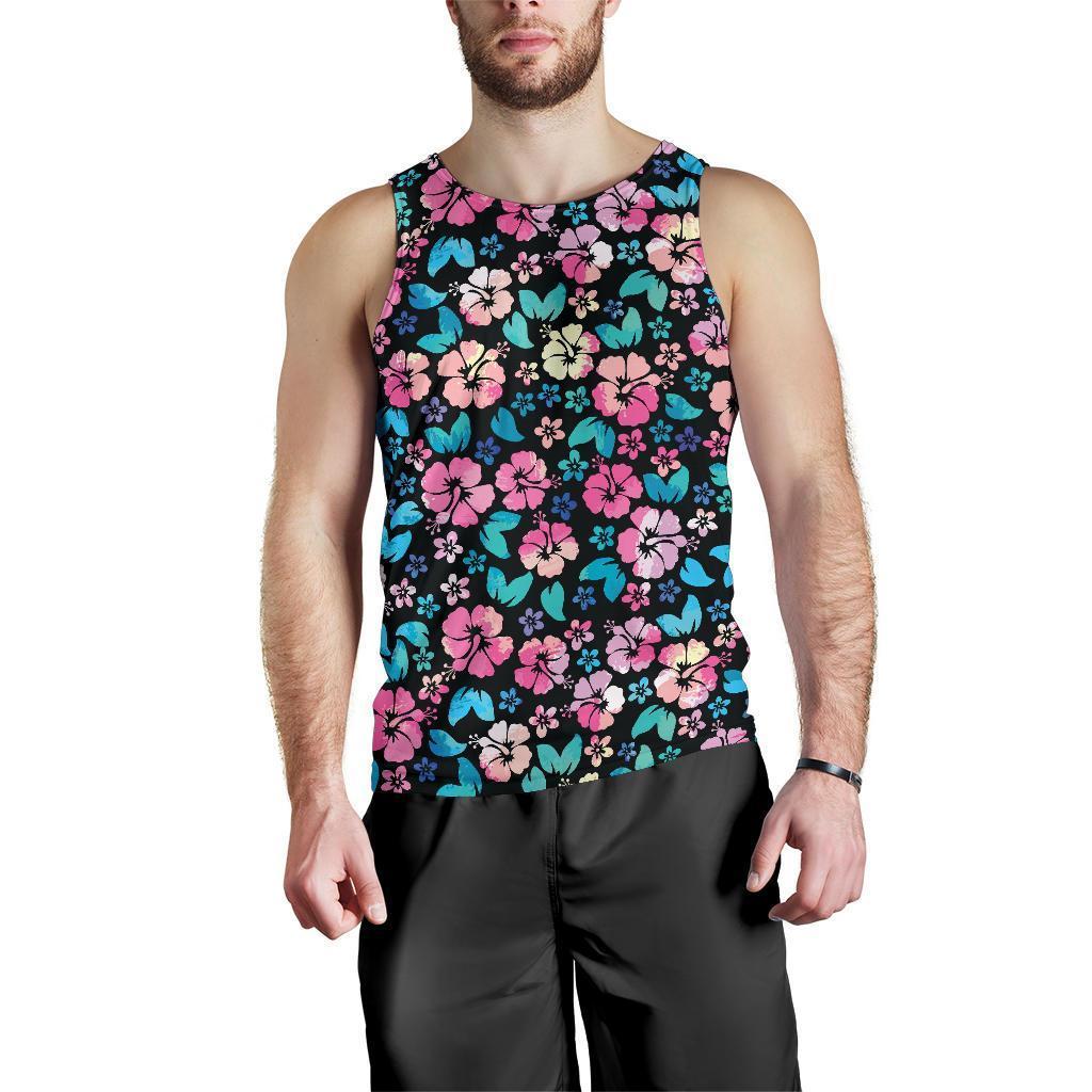 Pink Hibiscus Hawaiian Flower Men Tank Top