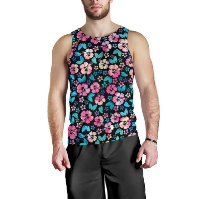 Pink Hibiscus Hawaiian Flower Men Tank Top