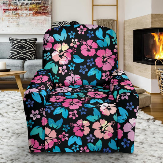 Pink Hibiscus Hawaiian Flower Recliner Slipcover-JORJUNE.COM
