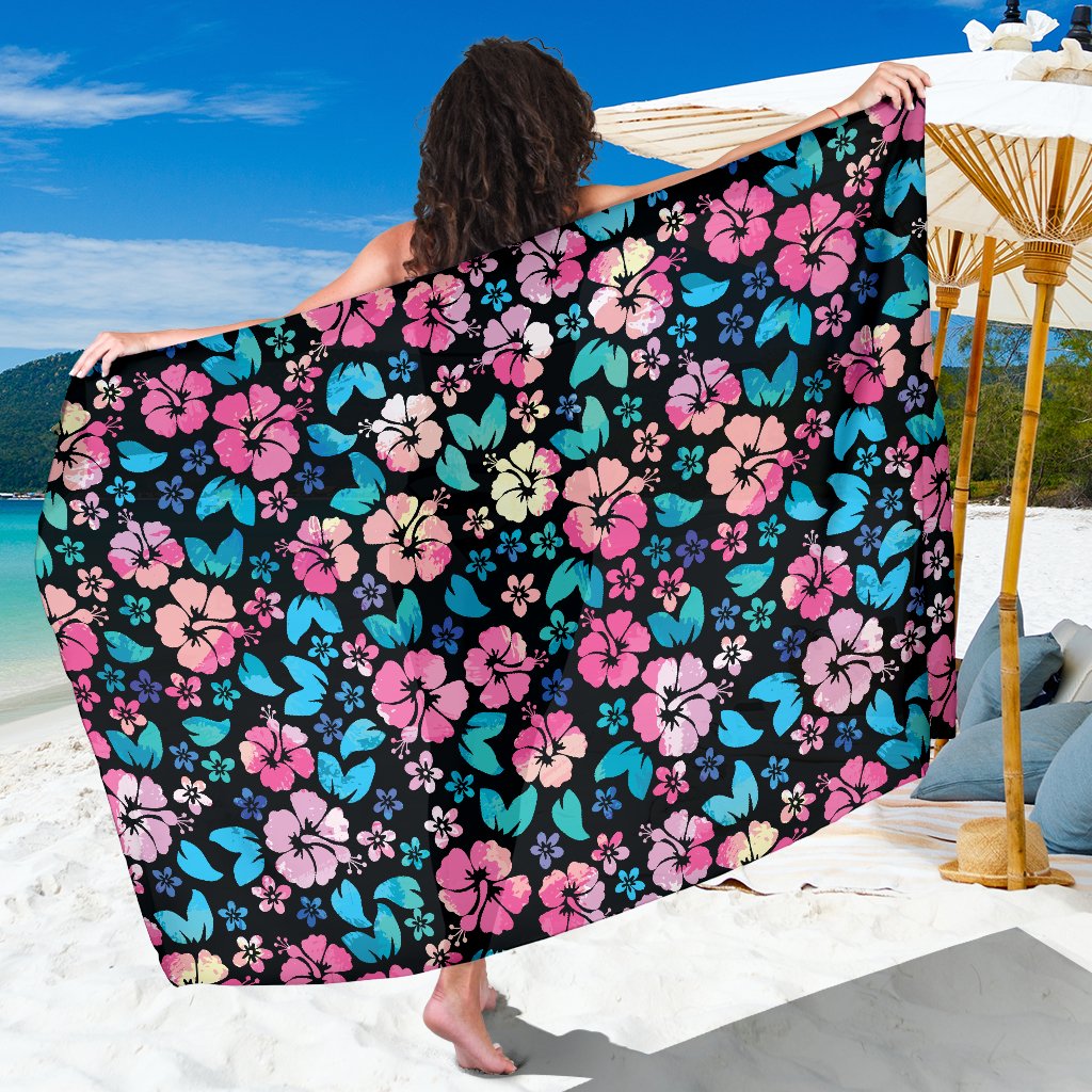 Pink Hibiscus Hawaiian Flower Sarong Pareo Wrap