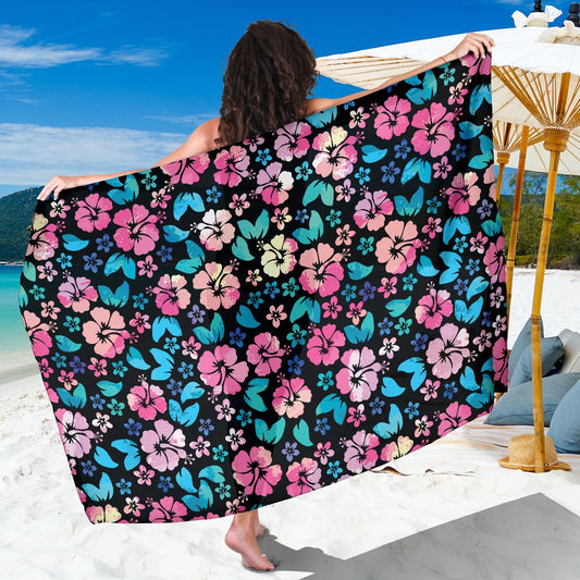 Pink Hibiscus Hawaiian Flower Sarong Pareo Wrap