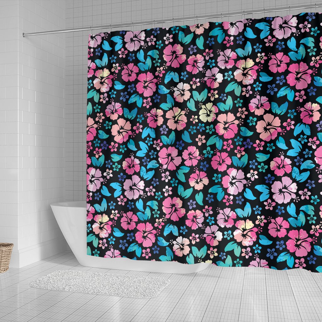 Pink Hibiscus Hawaiian Flower Shower Curtain