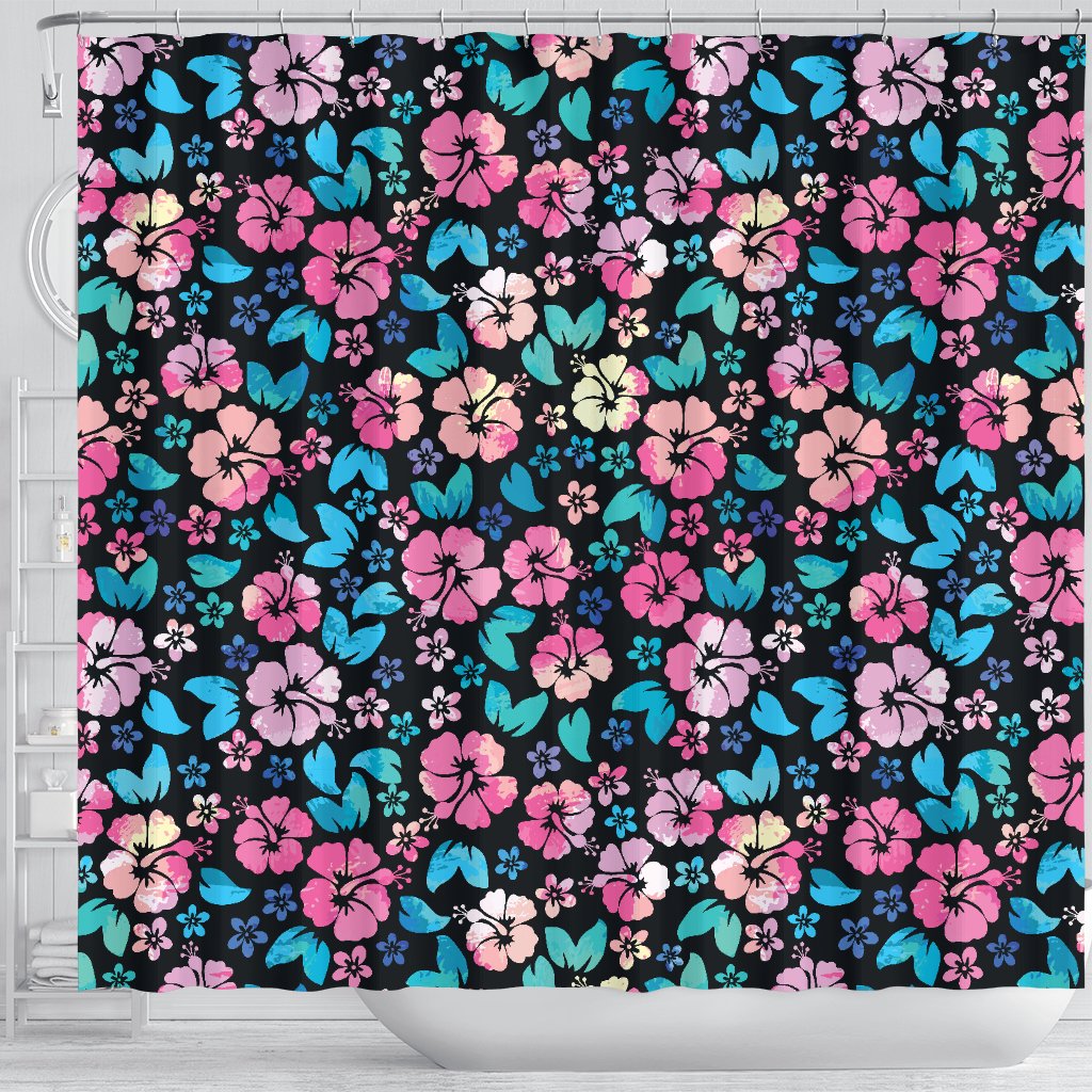 Pink Hibiscus Hawaiian Flower Shower Curtain