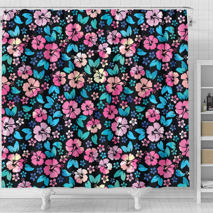 Pink Hibiscus Hawaiian Flower Shower Curtain