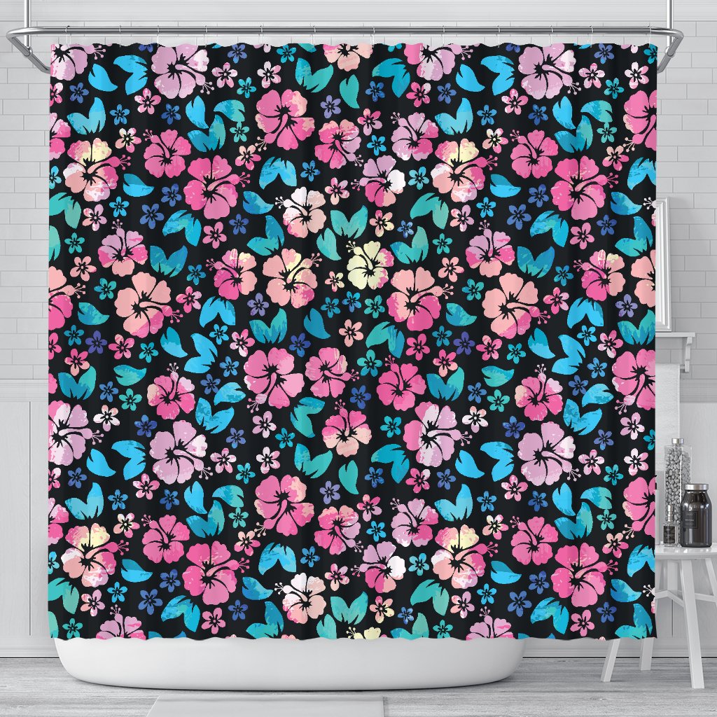 Pink Hibiscus Hawaiian Flower Shower Curtain