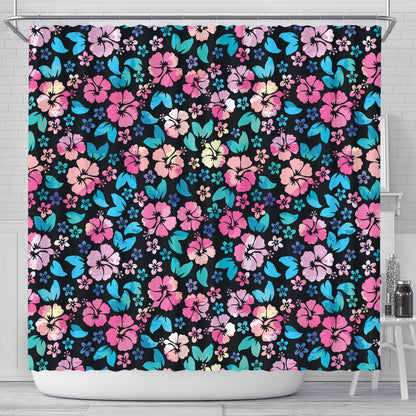 Pink Hibiscus Hawaiian Flower Shower Curtain