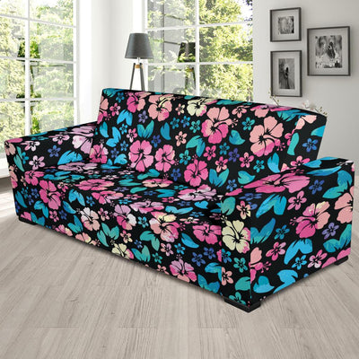 Pink Hibiscus Hawaiian Flower Sofa Slipcover-JORJUNE.COM