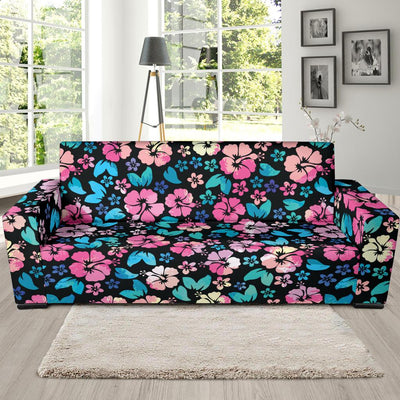 Pink Hibiscus Hawaiian Flower Sofa Slipcover-JORJUNE.COM