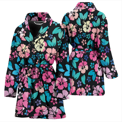Pink Hibiscus Hawaiian Flower Women Bath Robe