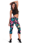 Pink Hibiscus Hawaiian Flower Women Capris