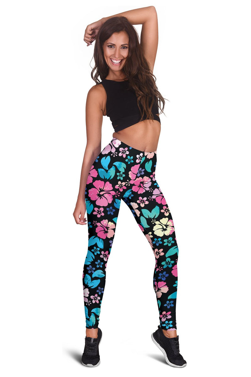 Pink Hibiscus Hawaiian Flower Women Leggings