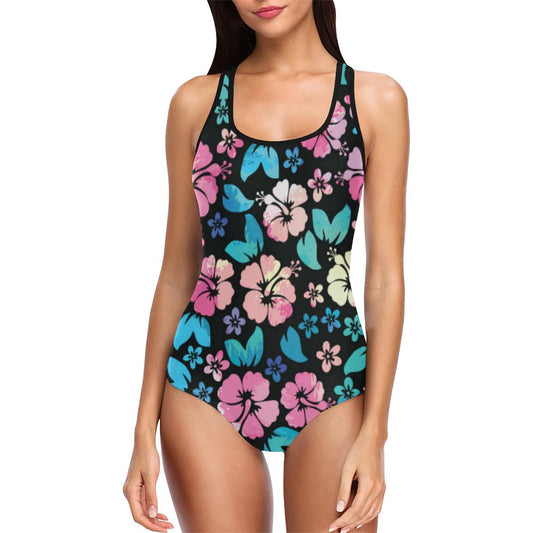 Pink Hibiscus Hawaiian Flower Women One Piece Swimsuit