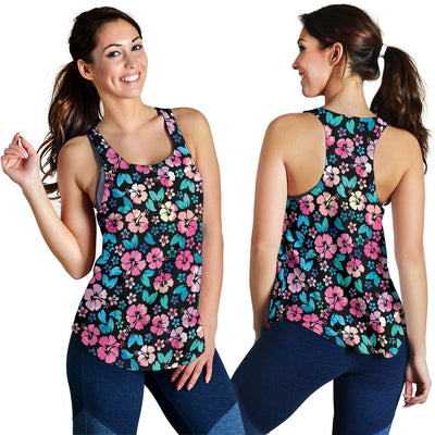 Pink Hibiscus Hawaiian Flower Women Racerback Tank Top