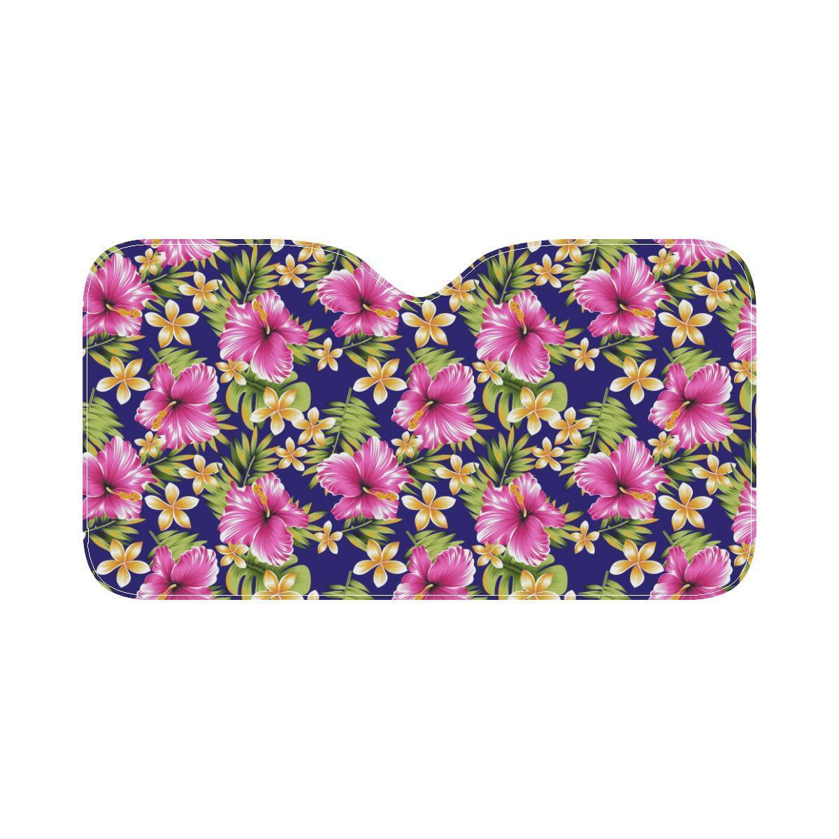 Pink Hibiscus Pattern Print Design HB027 Car Sun Shade-JorJune