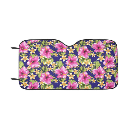 Pink Hibiscus Pattern Print Design HB027 Car Sun Shade-JorJune