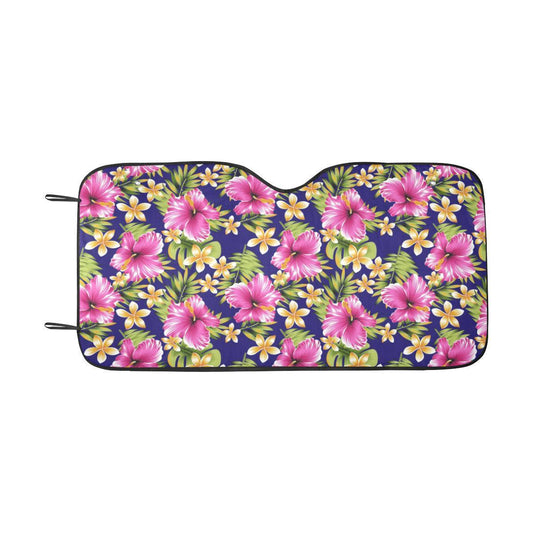 Pink Hibiscus Pattern Print Design HB027 Car Sun Shade-JorJune